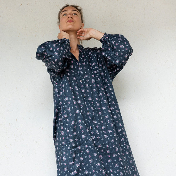 Linen Flower Tuck Shirt Dress – Midland Shop